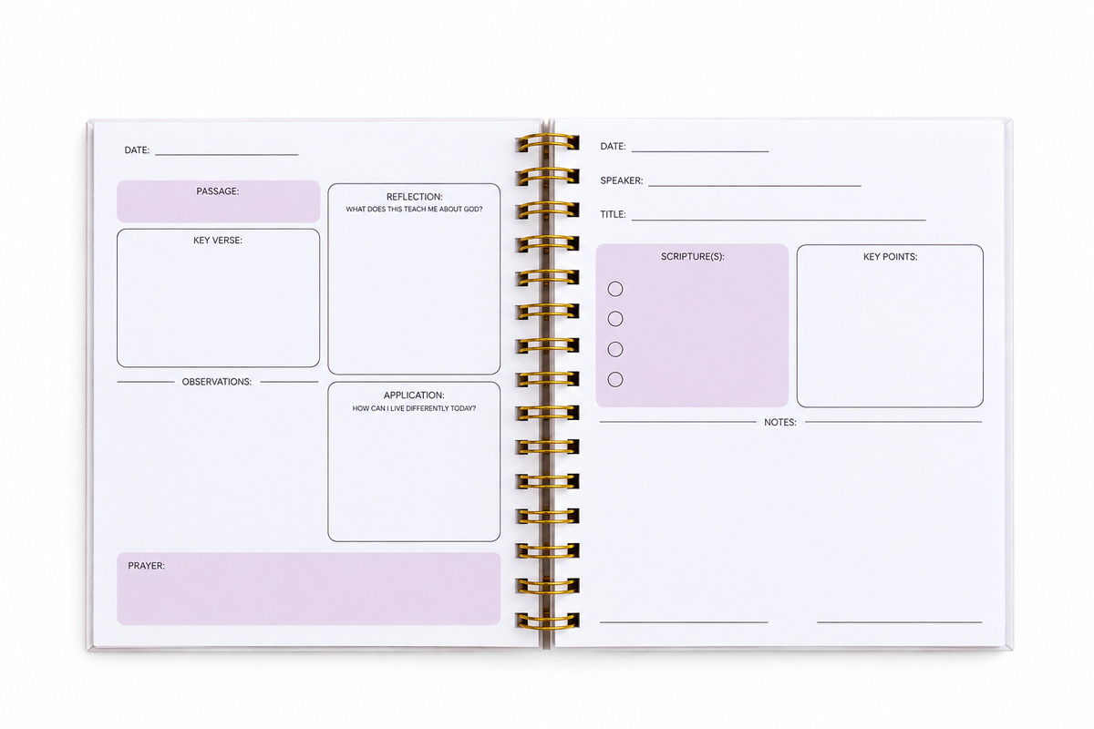 Bible Study + Sermon Notes Journal 💜 NEW