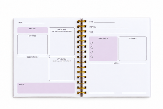 Bible Study + Sermon Notes Journal 💜 NEW